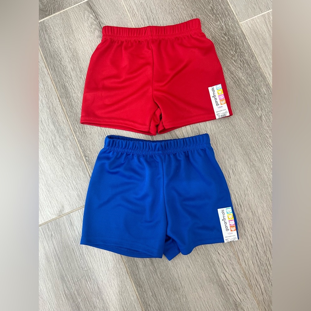 NWT Red & Blue Athletic Shorts Set. 2 pairs. Boys size 12 months